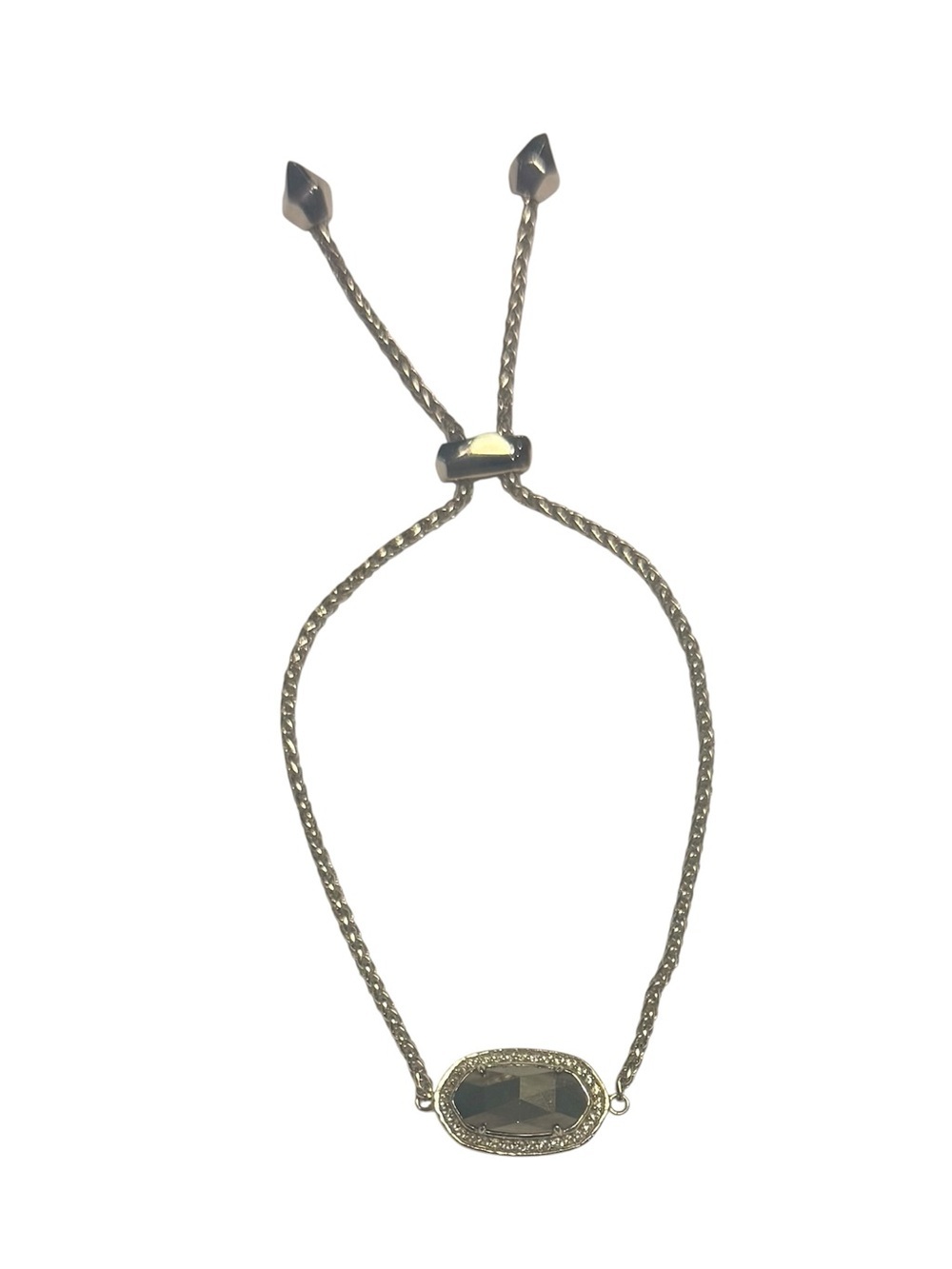 Kendra Scott Silver Tone Adjustable Bracelet Smoky Stone & CZ Crystals Dustbag